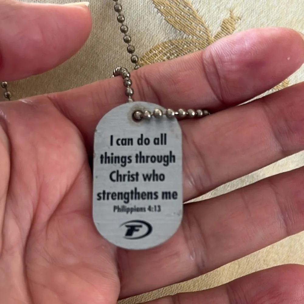 Boys Baseball Dog Tag Style Philippians 4:13 Chain Necklace.